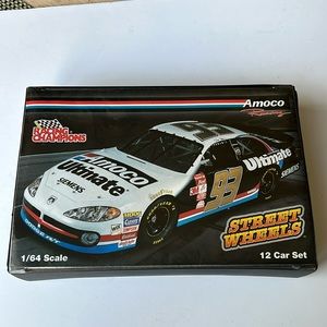 NWOT AMOCO Racing Box Set of Toy (matchbox style) cars in carry case